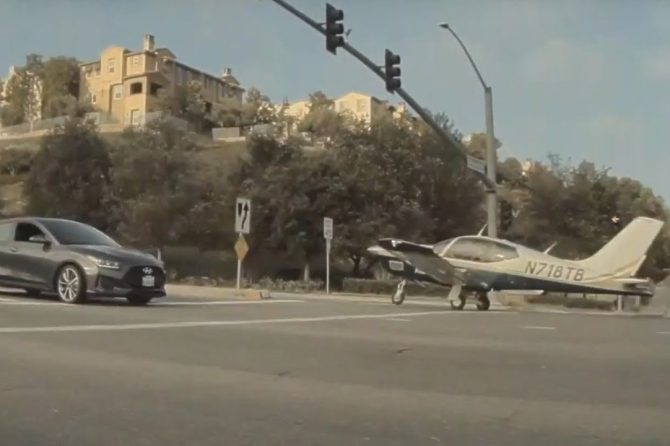 tesla dashcam plane crash