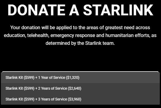 starlink donate options