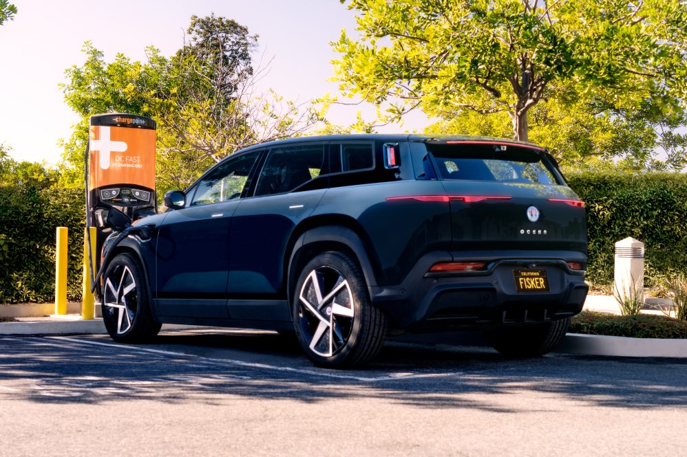 Fisker Ocean; Public Charging Photoshoot; Night Drive; 2023; Fisker Inc.