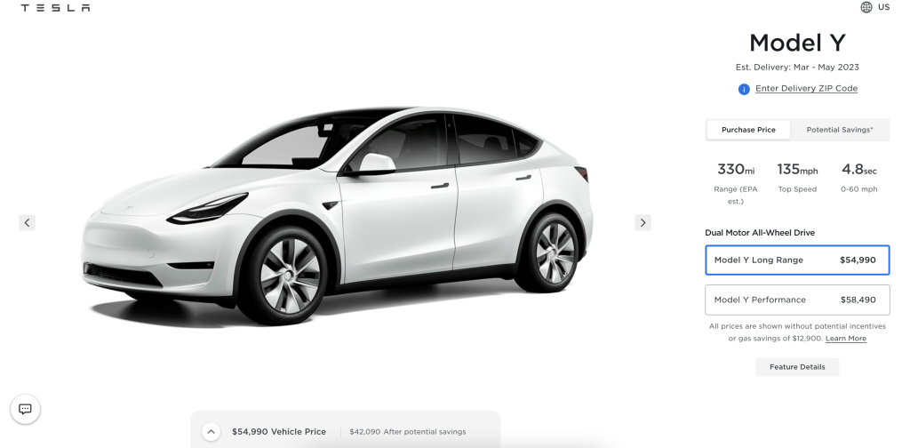 model y us price