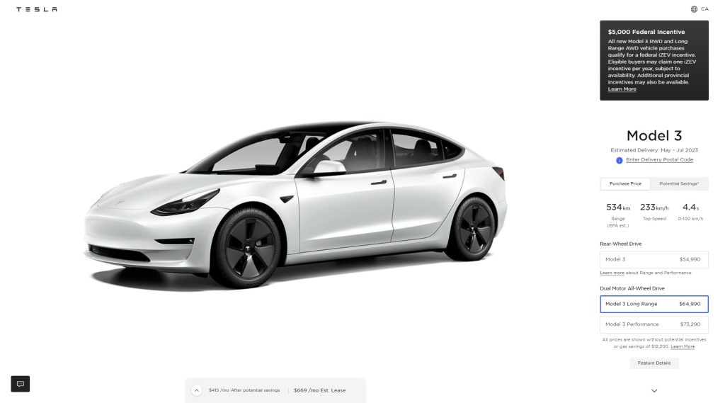 model 3 lr