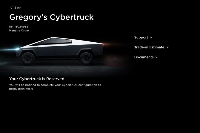 cybertruck reservation screen new