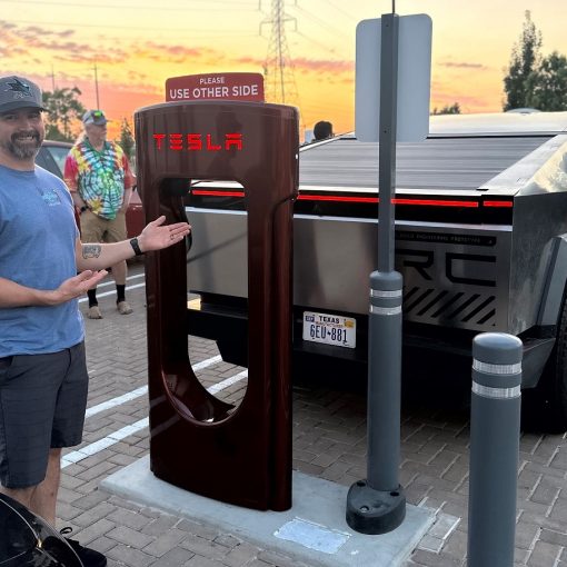 Tesla Cybertruck at 50,000th Supercharger