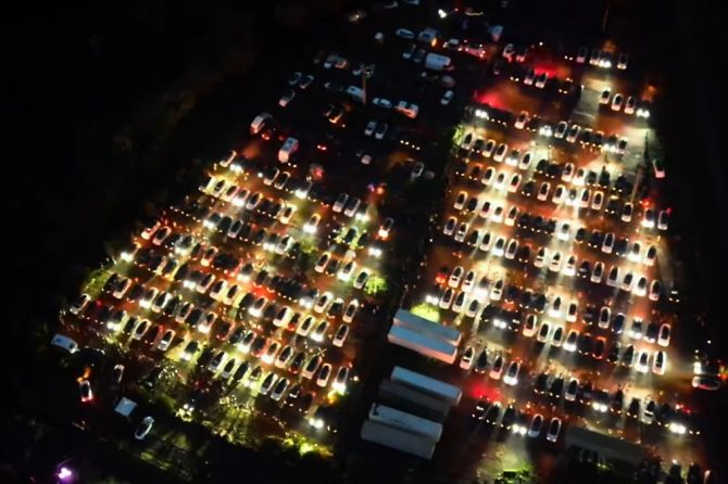 Tesla light show in Hamm, Germany, September, 2023