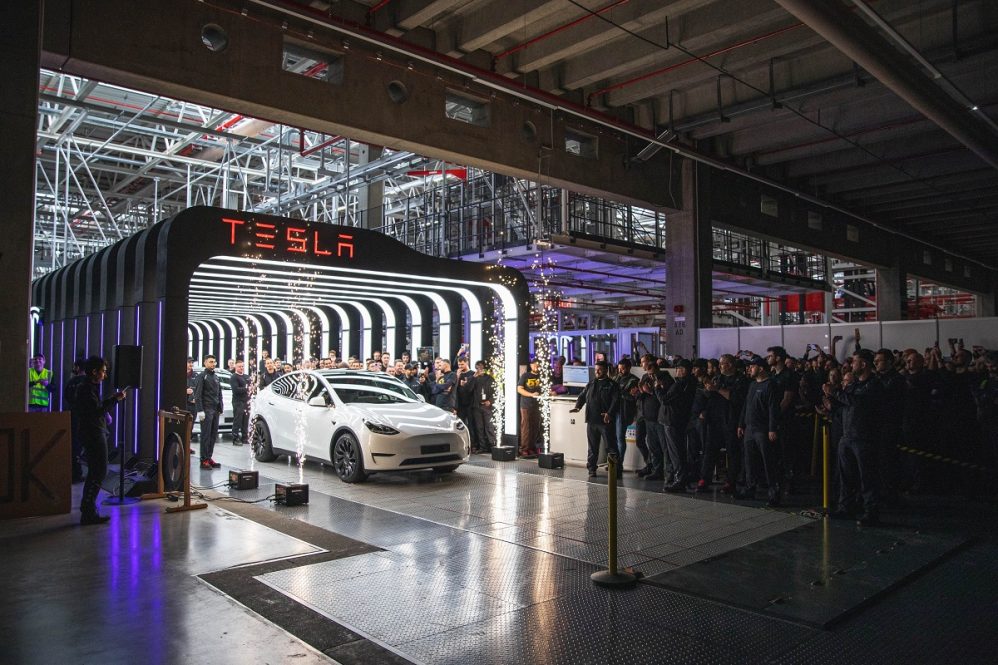 Tesla Model Y rolls off the Giga Berlin assembly line