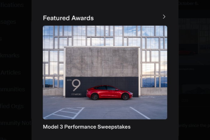 model 3 sweepstakes