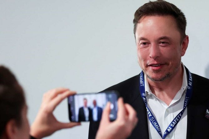 Elon Musk at the UK's first AI Safety Summit/ AP