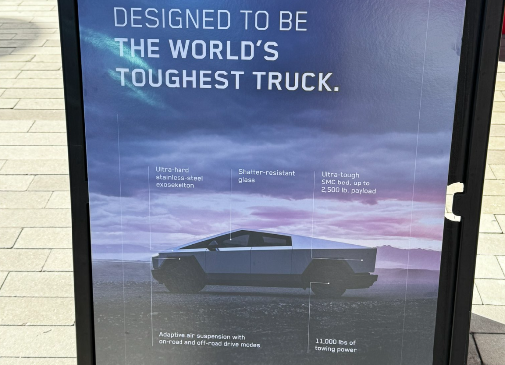 cybertruck sandwich board