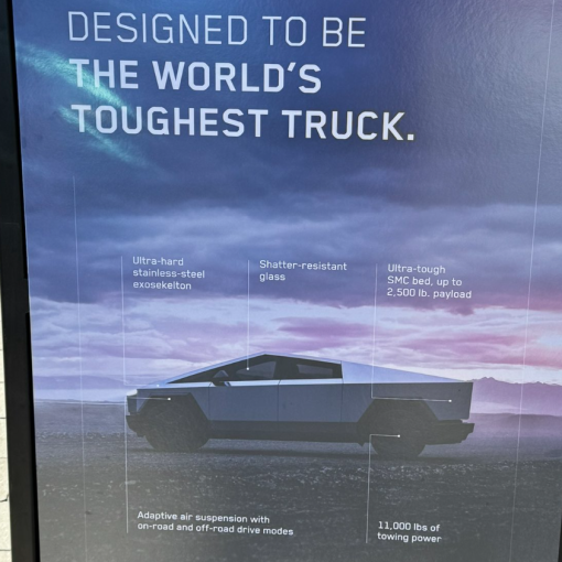 cybertruck sandwich board
