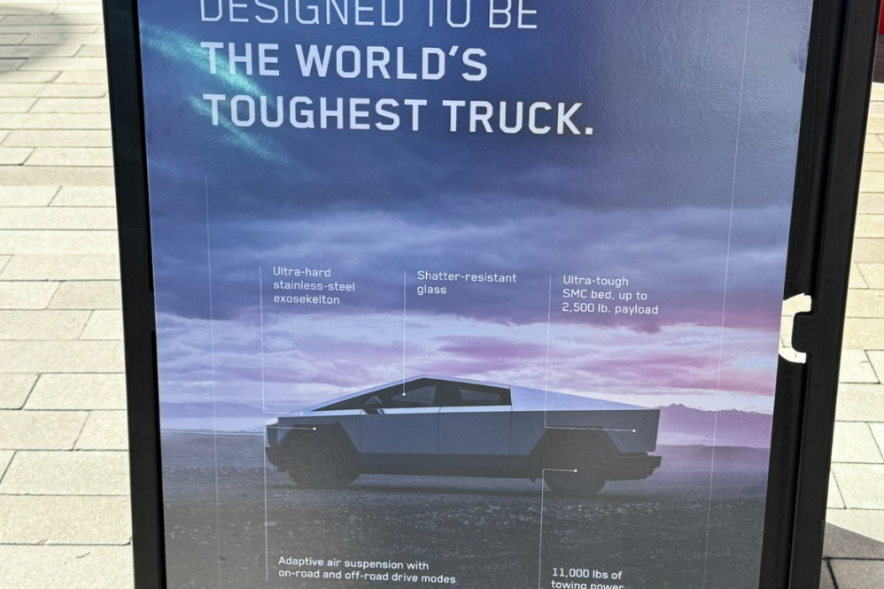 cybertruck sandwich board