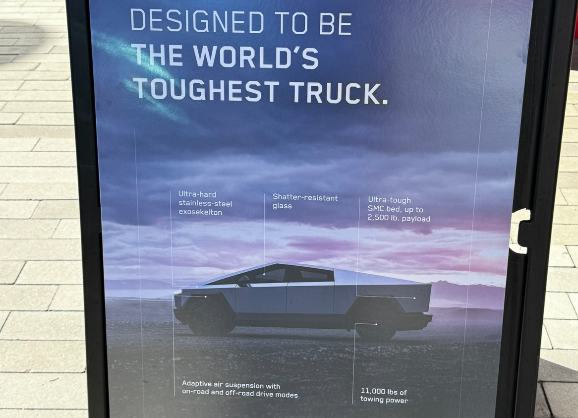 cybertruck sandwich board