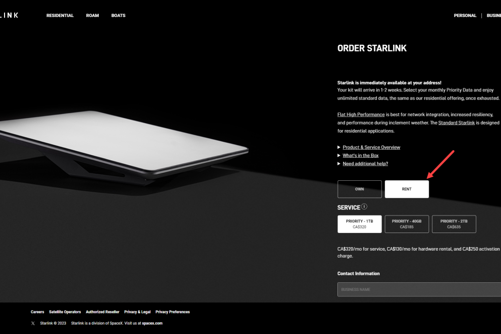 starlink rental
