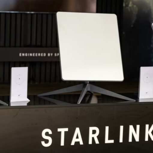 Starlink satellite antennas are shown at an international trade show on Aug. 31, 2023, in Berlin, Germany.