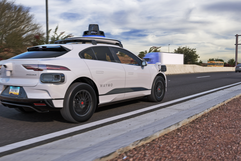 Waymo One I-PACE on Freeway