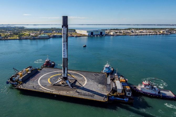 Of Course I Still Love You berthing at Port Canaveral with a Falcon 9 booster