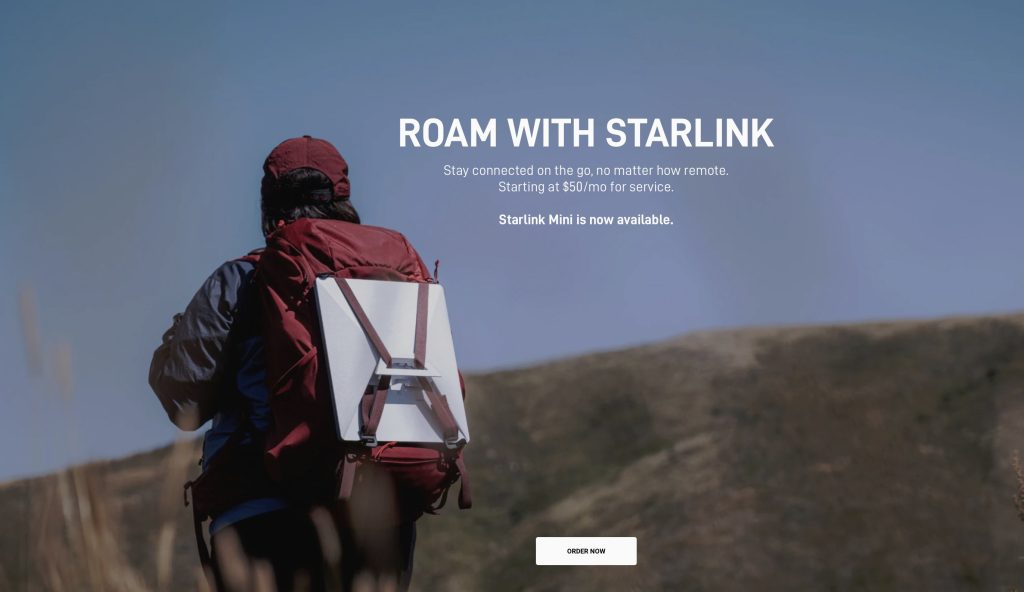 SpaceX Starlink Mini roam courtesy of SpaceX