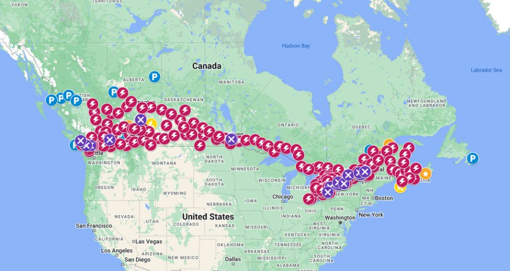 supercharger canada map