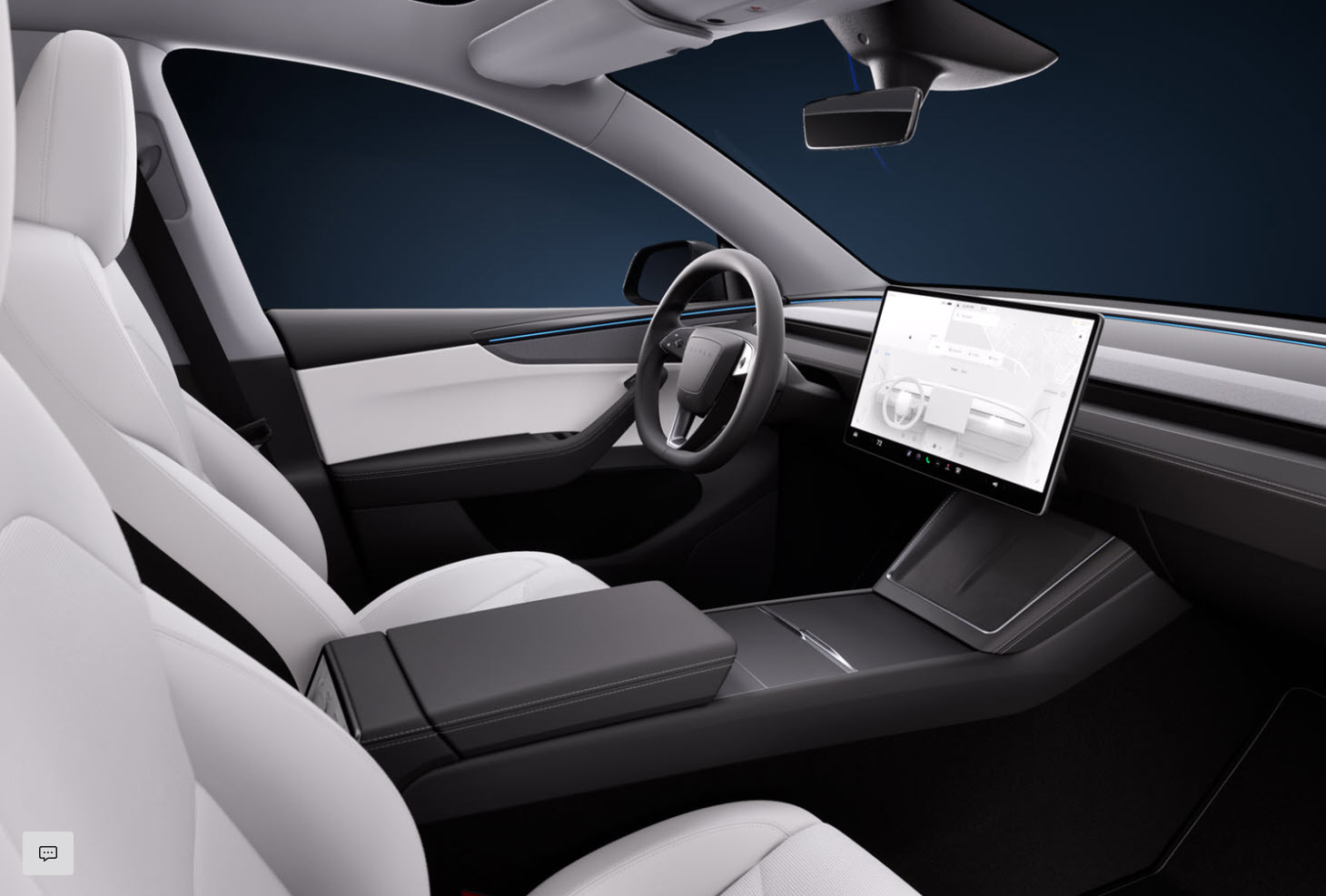 Tesla Model Y with white interior