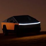 Cybertruck at night with light bar