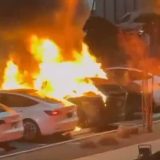 Teslas burning in a Las Vegas lot