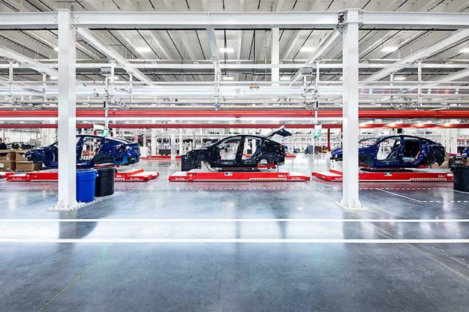 tesla production line
