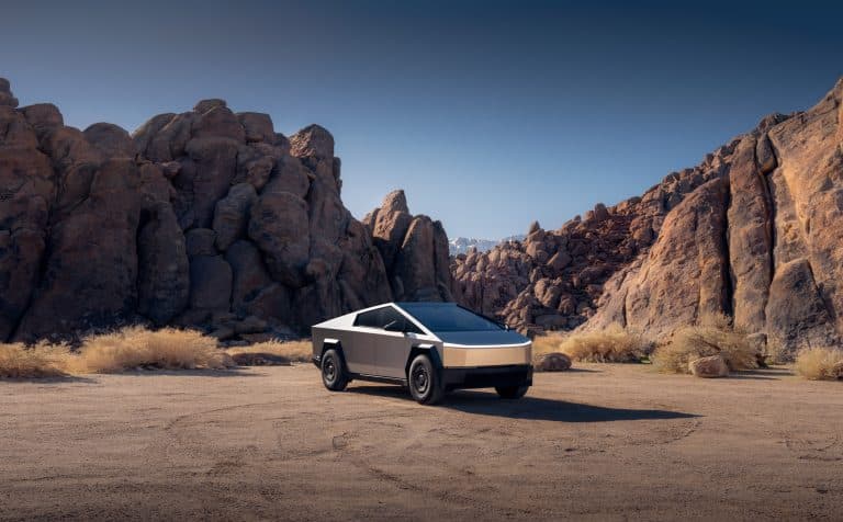 Cybertruck AWD in a rocky desert