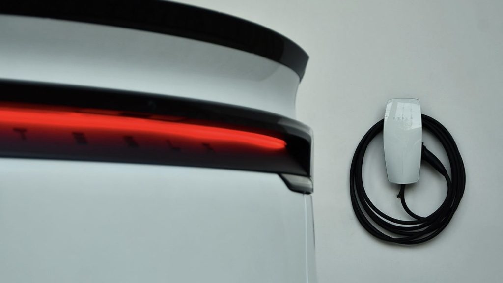 tesla model y with wall connector