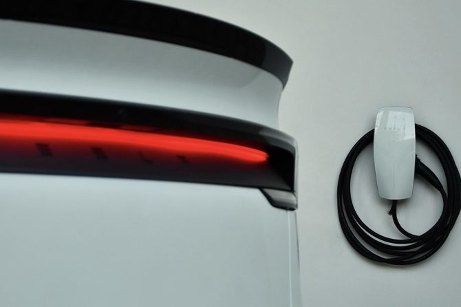 tesla model y with wall connector