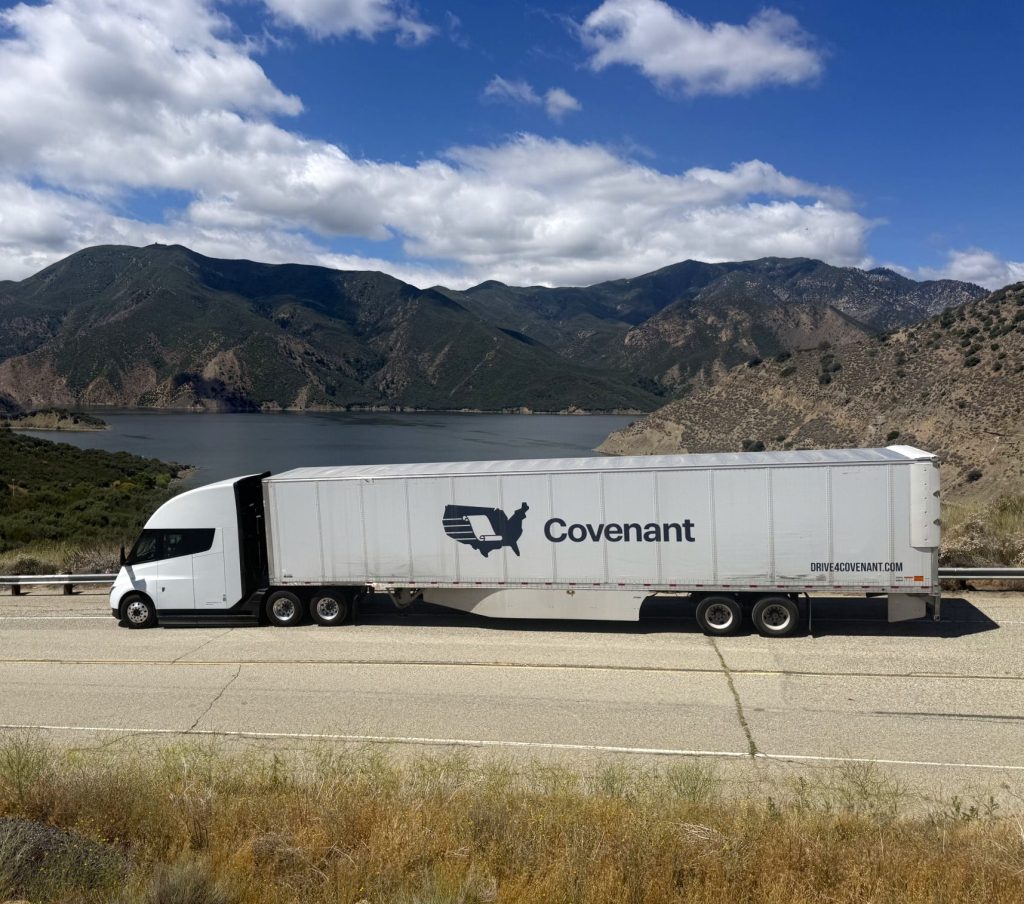 covenant logistics tesla semi grapevine