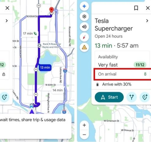 google maps tesla supercharger