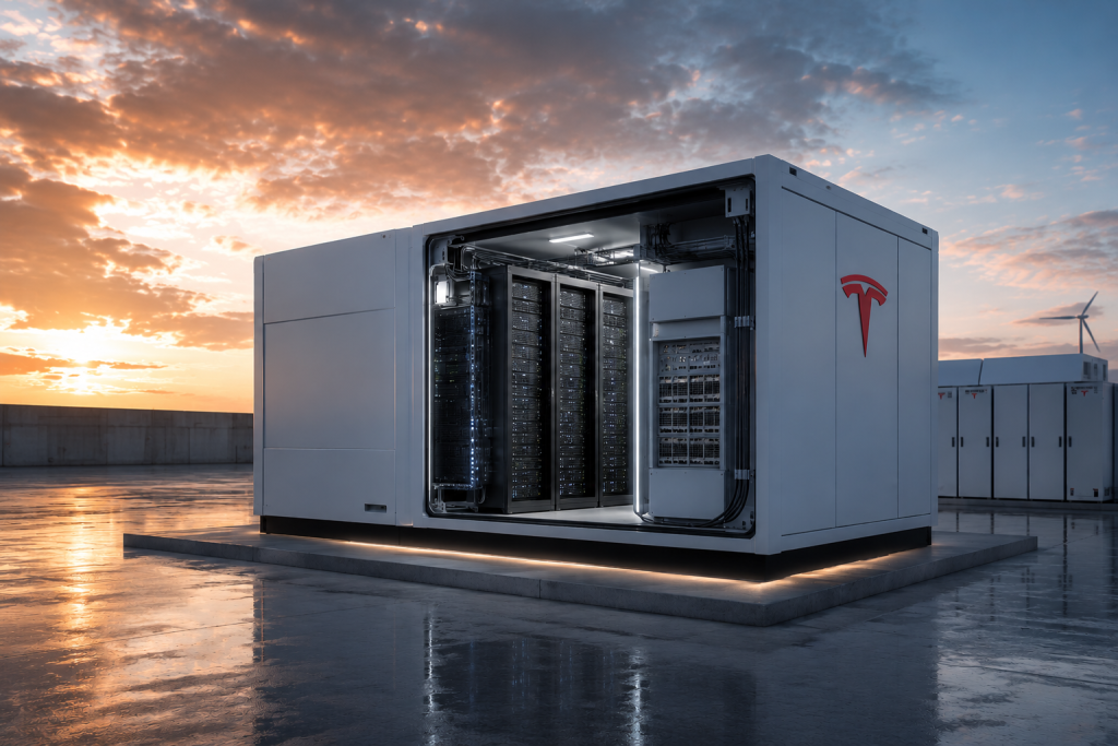 tesla megapod render