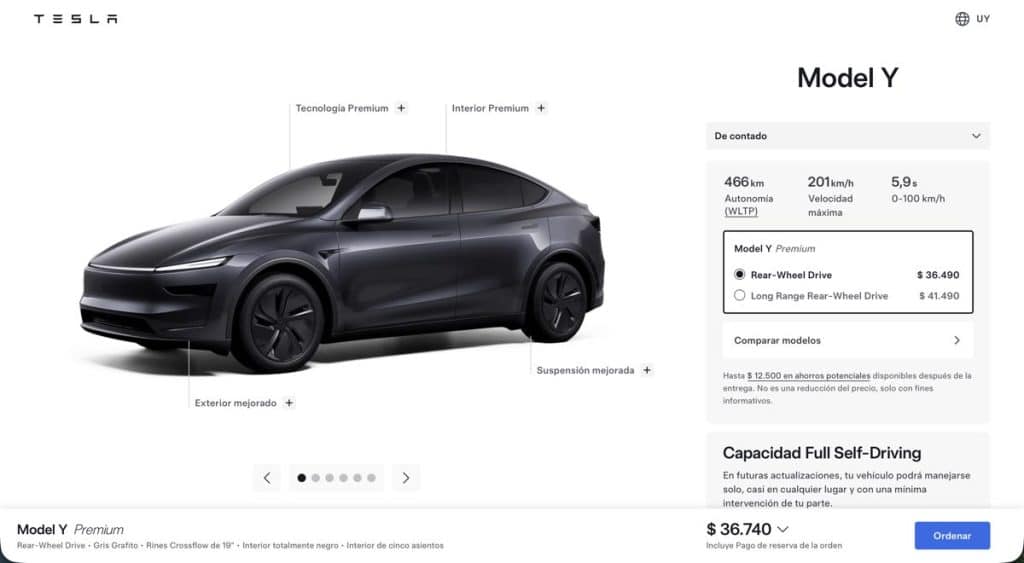 model y uruguay pricing