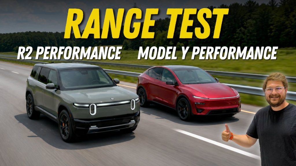 rivian r2 vs tesla model y range test