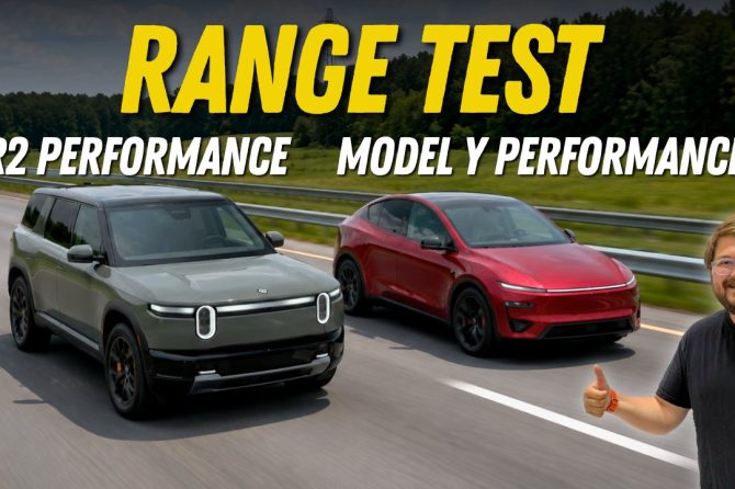 rivian r2 vs tesla model y range test