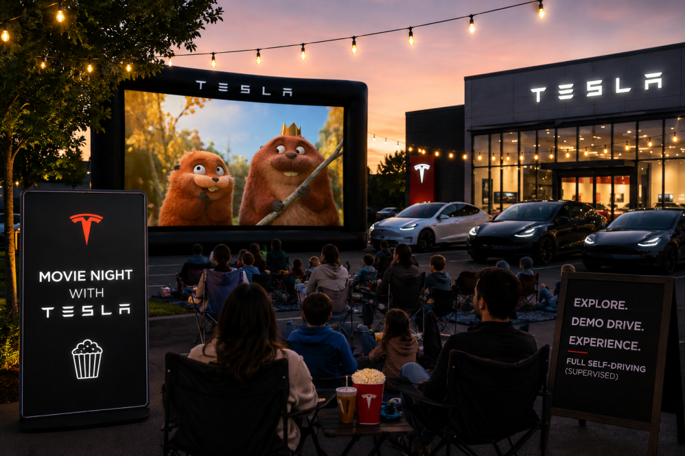 tesla outdoor movie nights hoppers