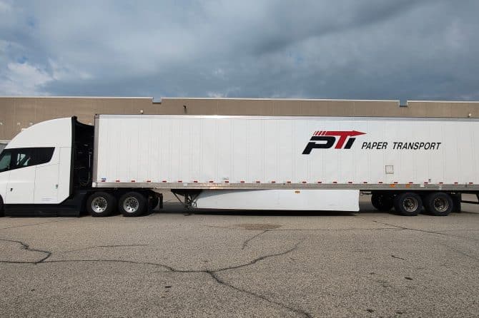 tesla semi paper transport