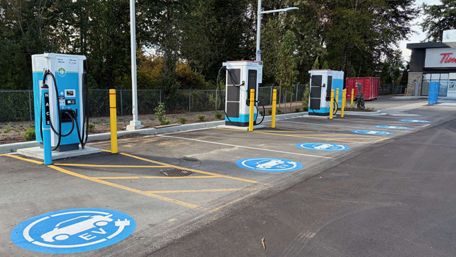EV charging site near the Abbotsford International Airport