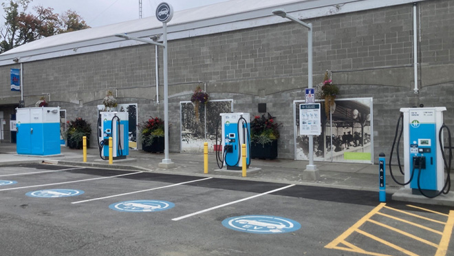 EV charging site at Archie Browning Sports Centre in Esquimalt,