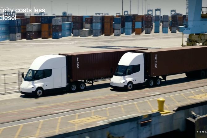 tesla semi electricity costs less diesel