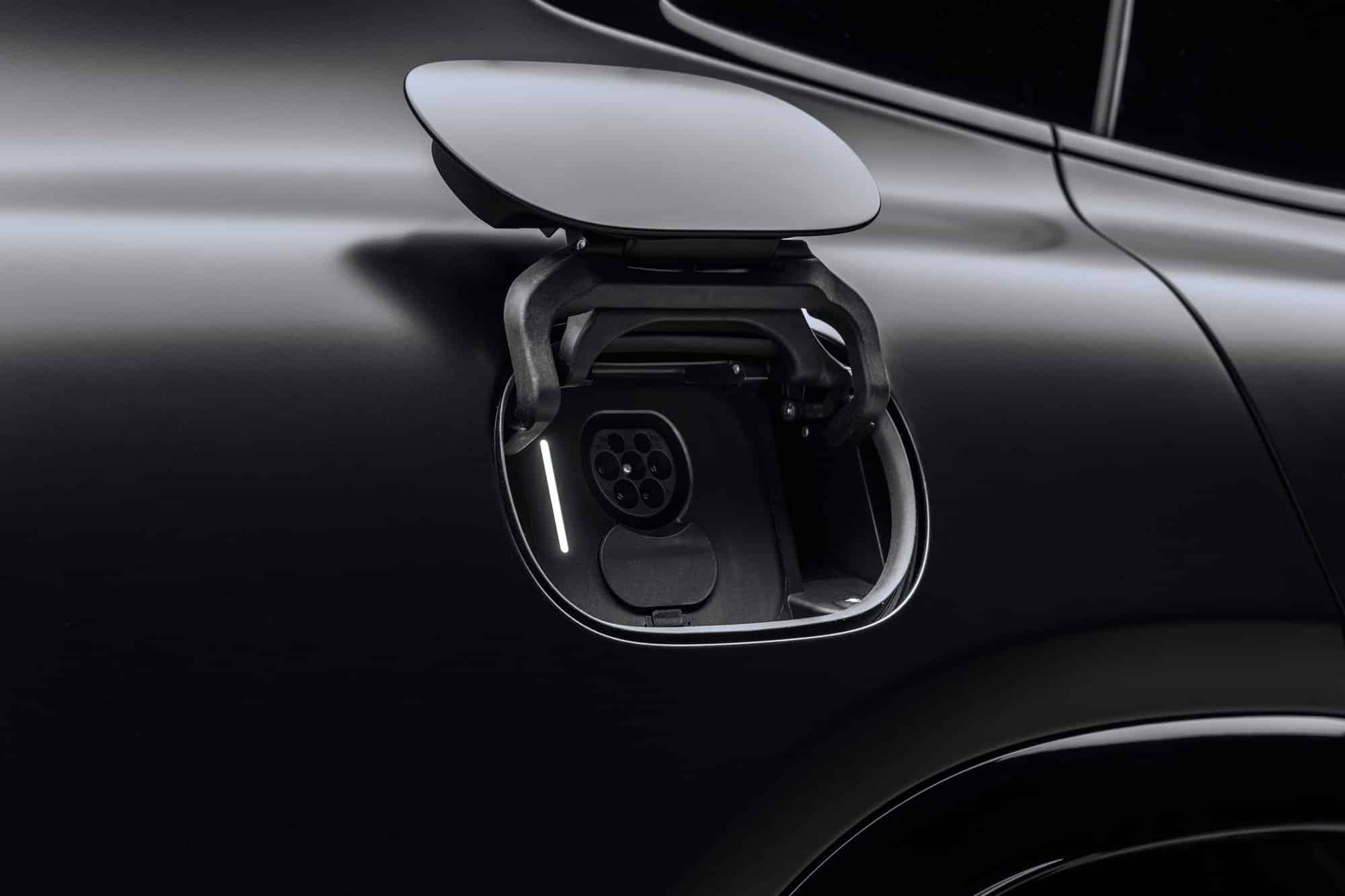 Open charging port flap on the Mercedes-AMG GT SUV
