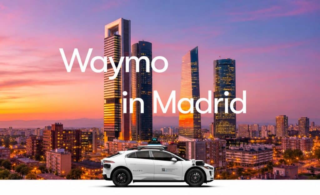 Waymo in Madrid skyline