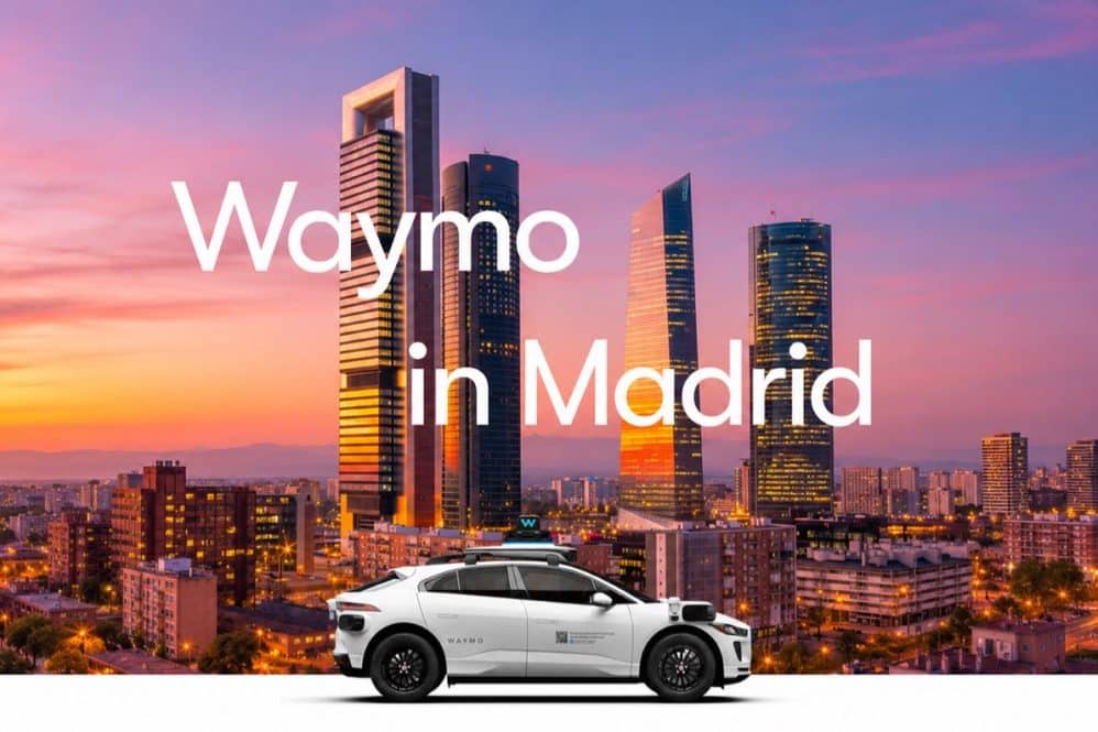 Waymo in Madrid skyline