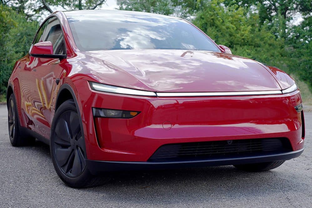 Red Tesla Model Y Juniper with DIY Wrap Club colored paint protection film