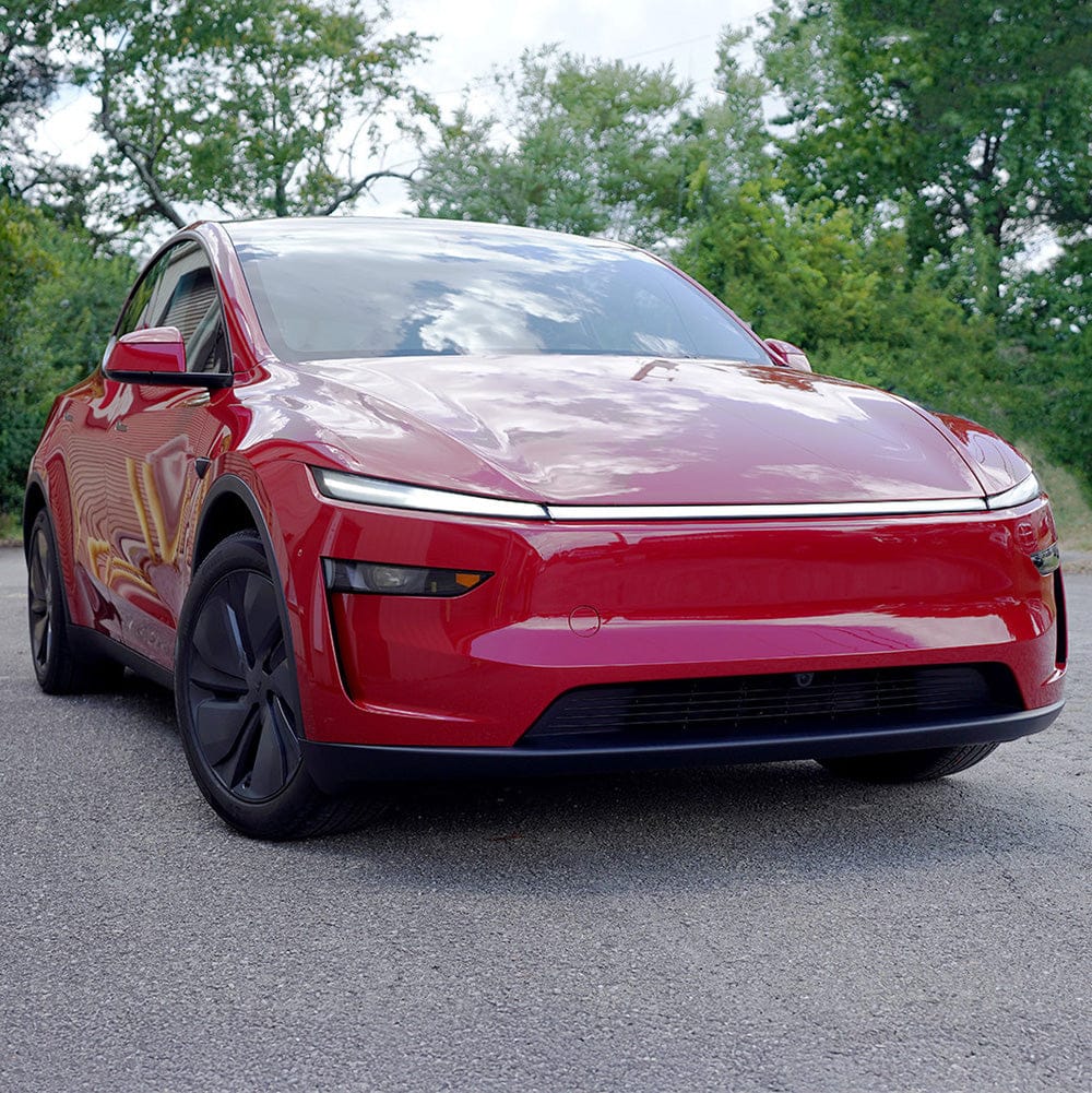 Red Tesla Model Y Juniper with DIY Wrap Club colored paint protection film