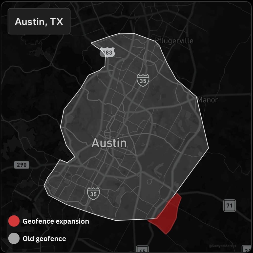tesla robotaxi service area map around austin
