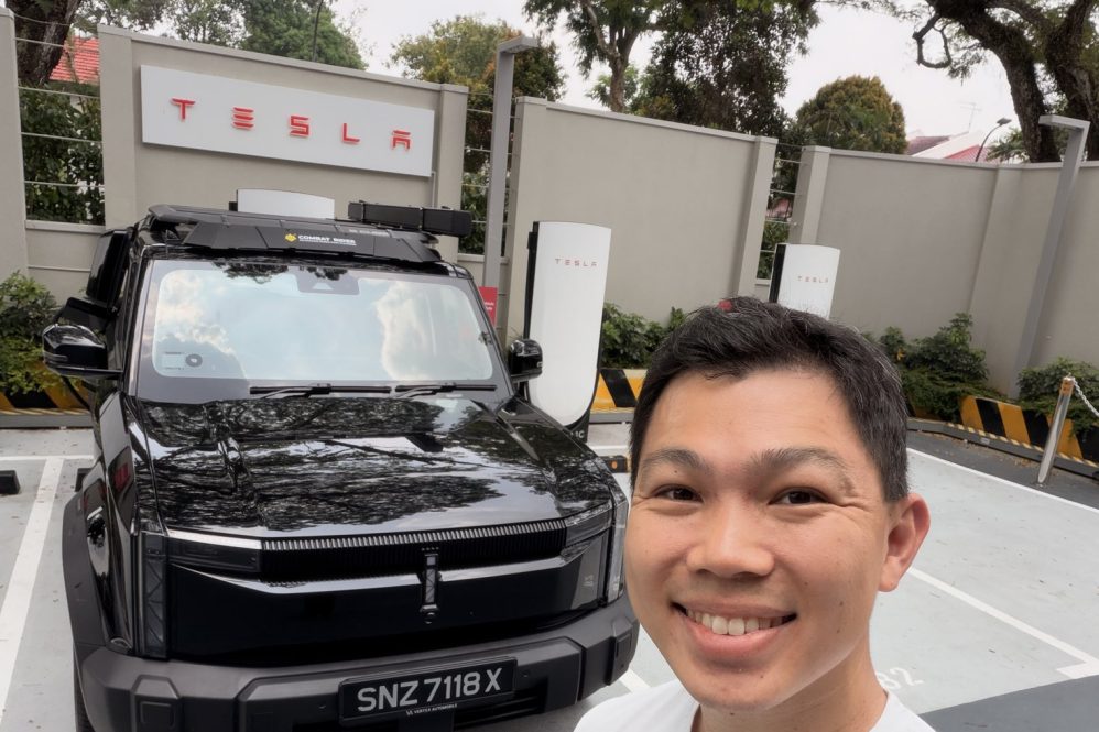 Jaecoo 6 EV parked at the Tesla Supercharger at Dunearn Village in Singapore