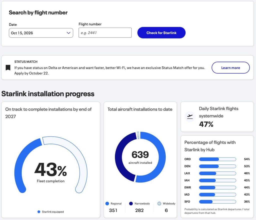 starlink tracker with deployment stats and flight search by united