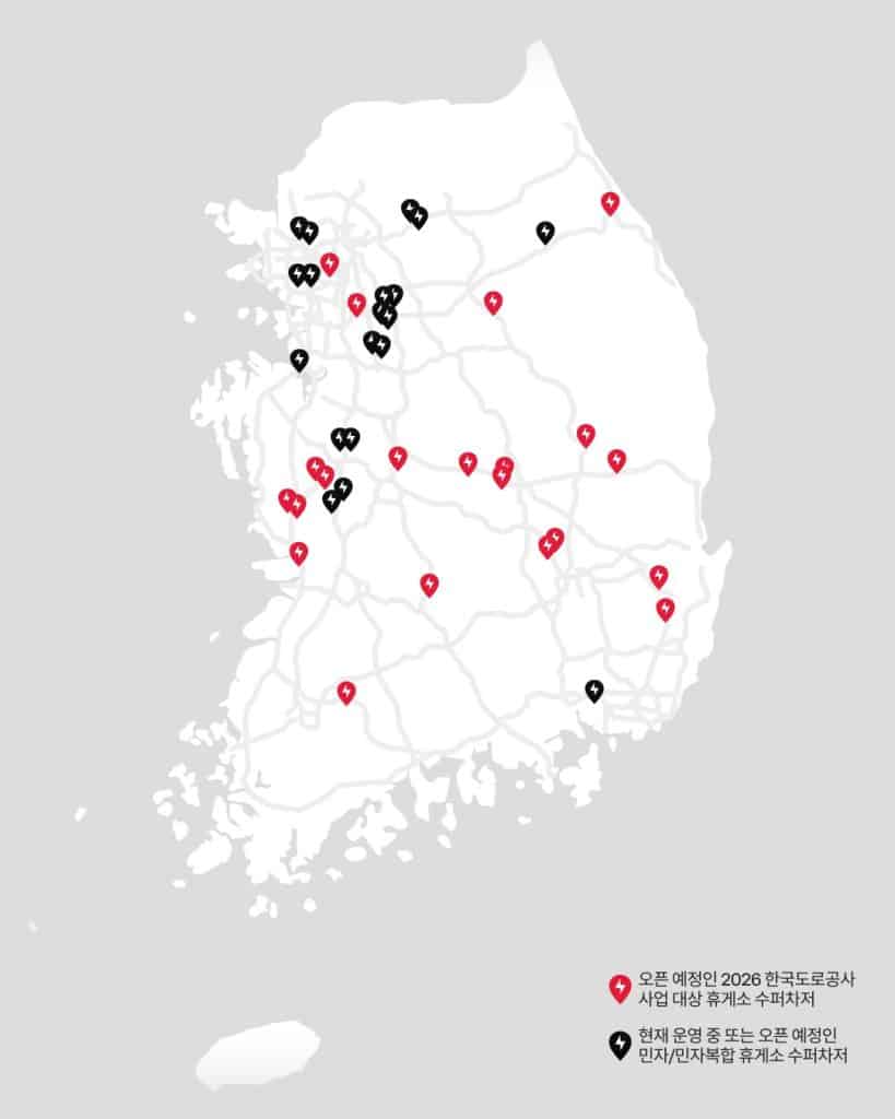 map of tesla supercharger stations at rest stops