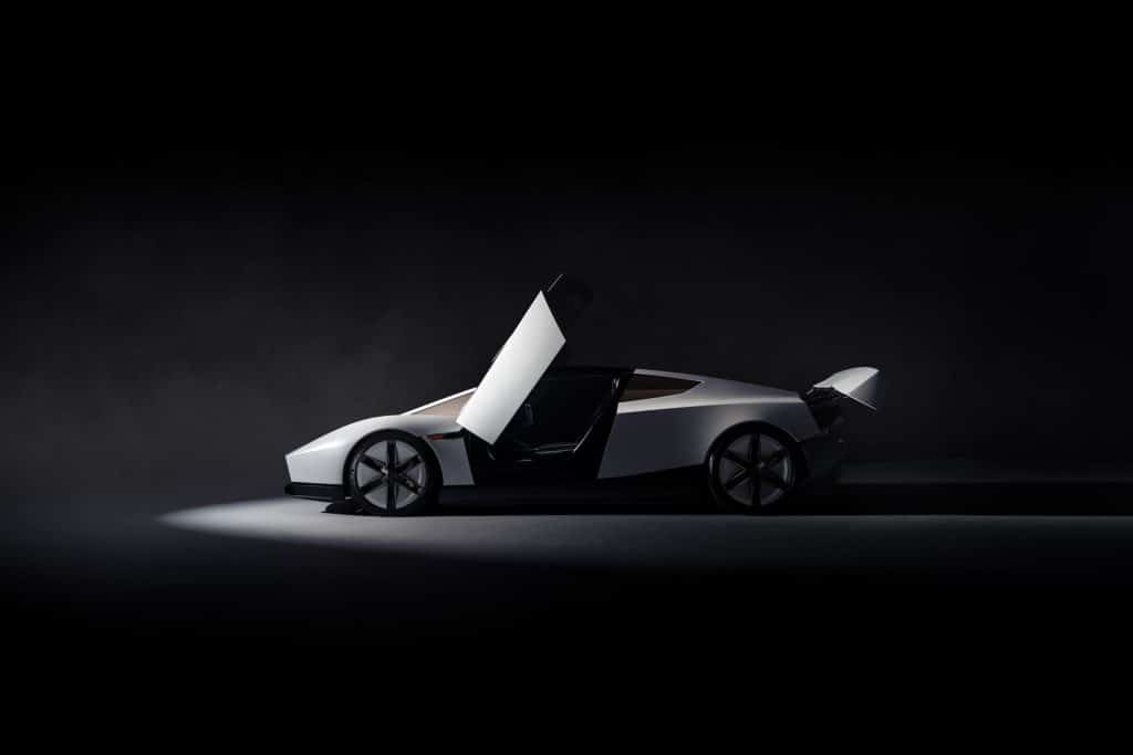 tesla roadster side view with doors open