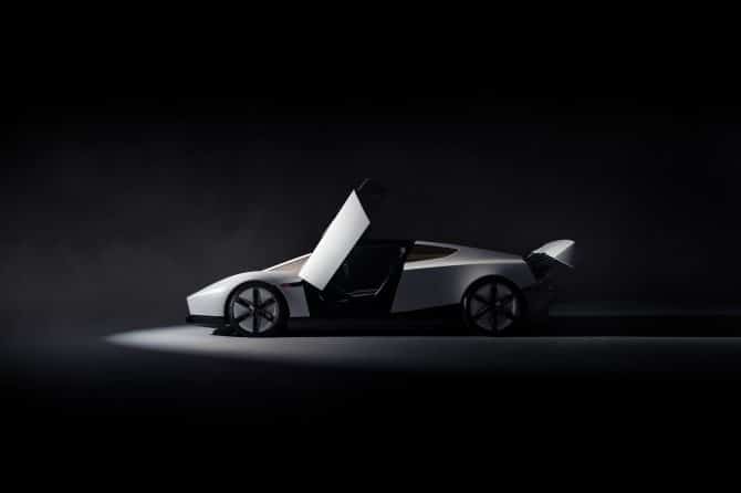 tesla roadster side view with doors open
